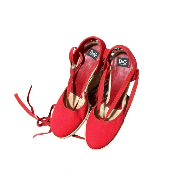 Dolce & Gabbana Red Espadrille Wedges - Picture 2 of 7